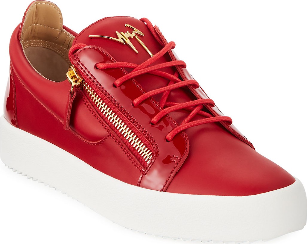 Giuseppe Zanotti Men's London Double-Zip Leather Low-Top Sneakers