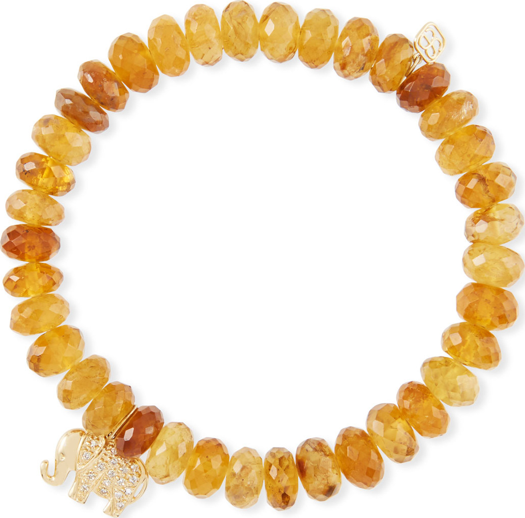 Sydney Evan Tourmaline Bead Bracelet w/ Elephant Charm