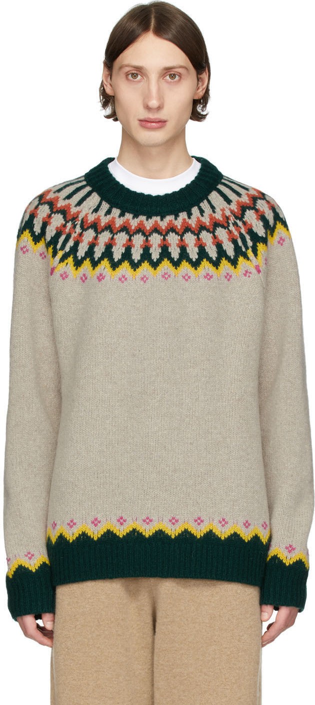 Burberry London England SSENSE Exclusive Beige Wool Gunner Sweater