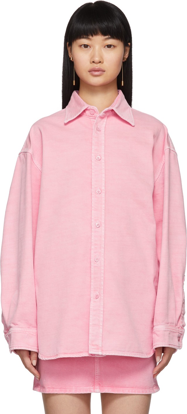 Balenciaga Pink Denim Logo Back Shirt