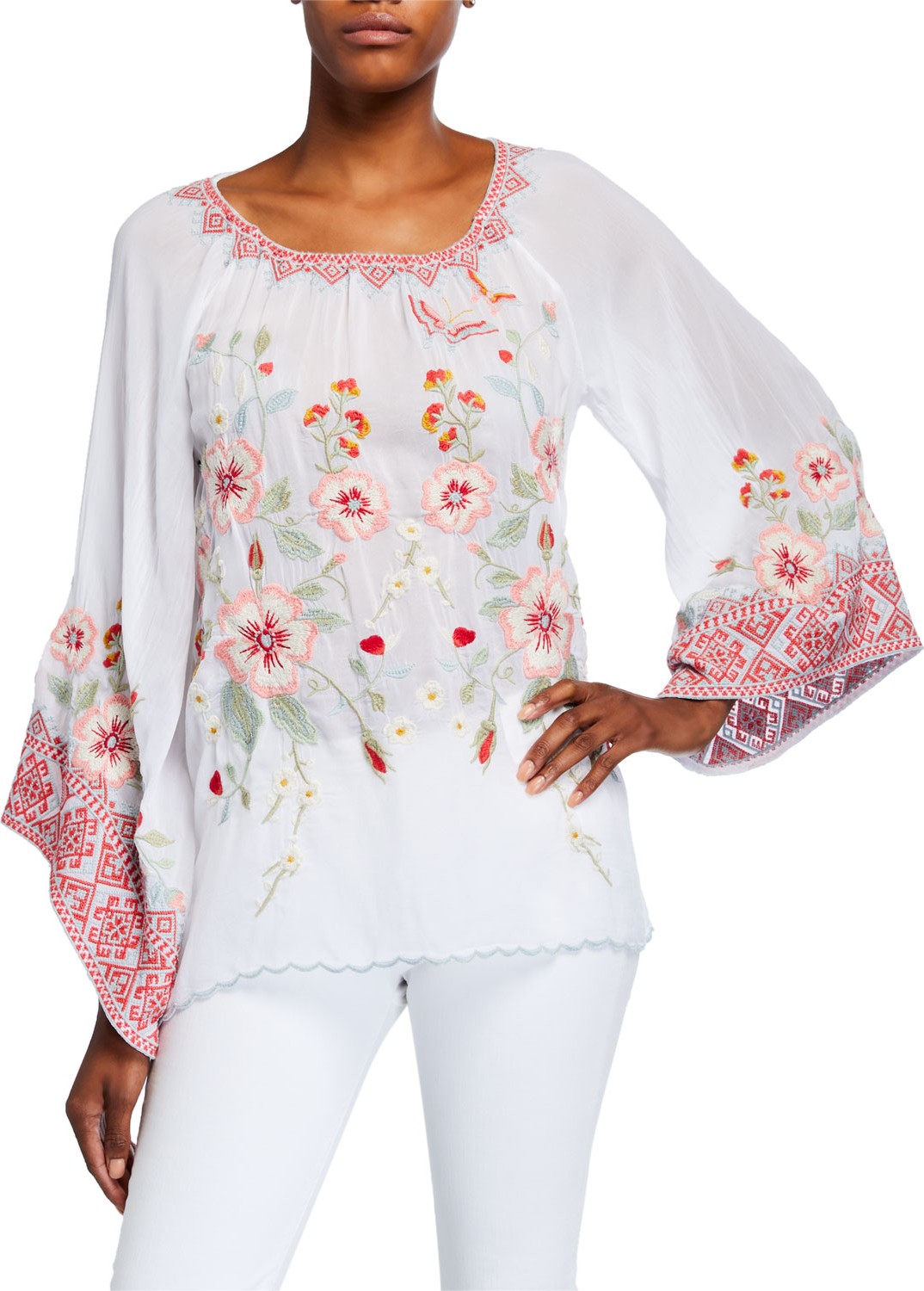 Caroline Rose Plus Size Rose Garden 3/4-Sleeve Side-Fall Cardigan
