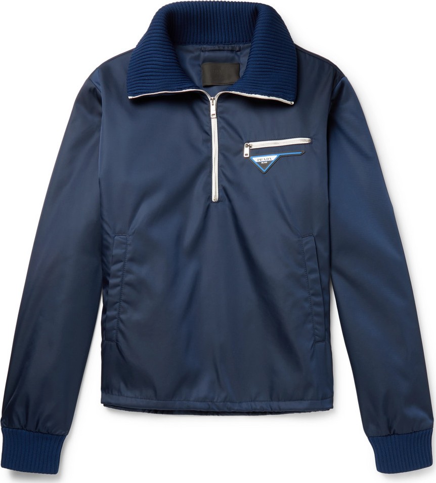Prada Logo-Appliquéd Nylon Half-Zip Jacket