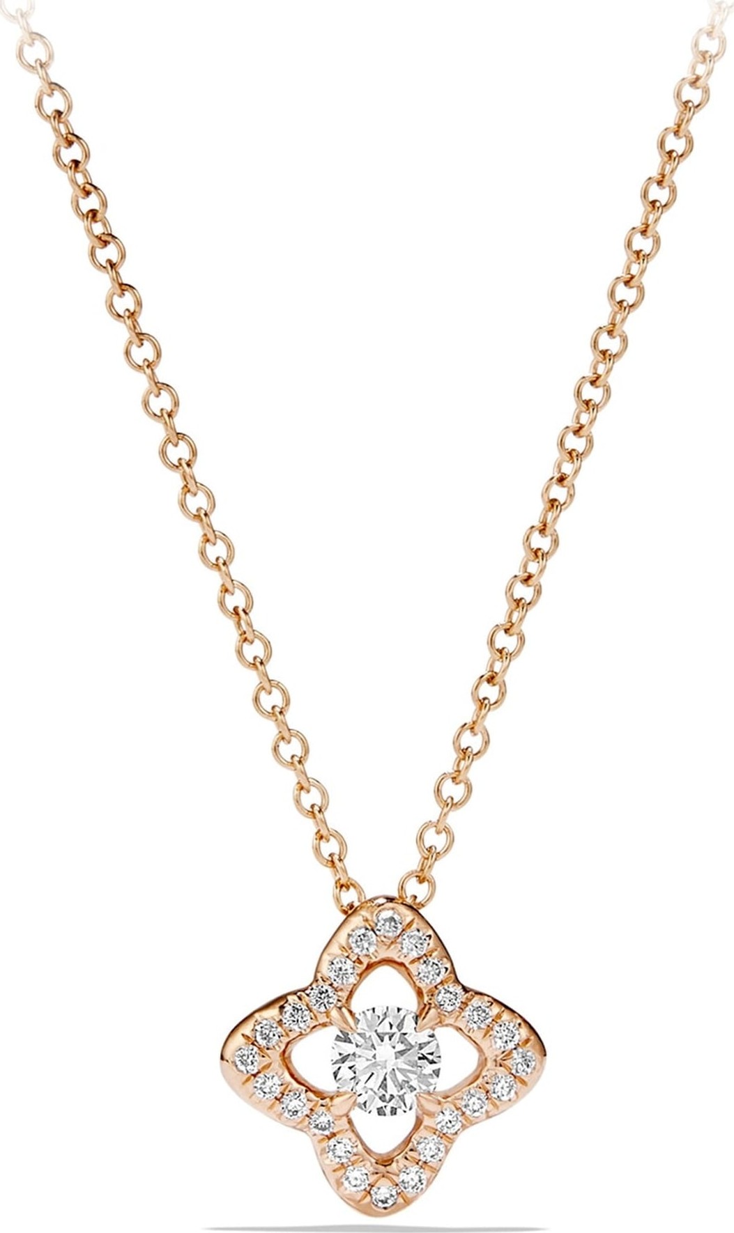 David Yurman 'Venetian Quatrefoil' Necklace with Diamonds in Gold