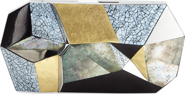 Rafe Vivienne Faceted Shell Minaudiere Clutch Bag