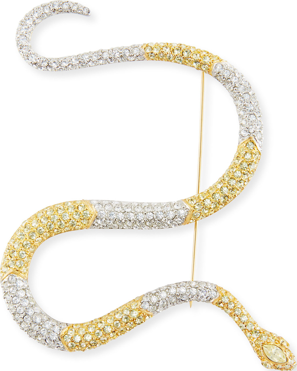 Kenneth Jay Lane Segmented Pave Crystal Snake Pin