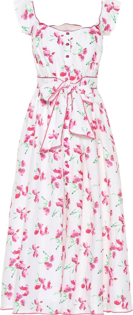 Gül Hürgel Printed off-the-shoulder linen dress