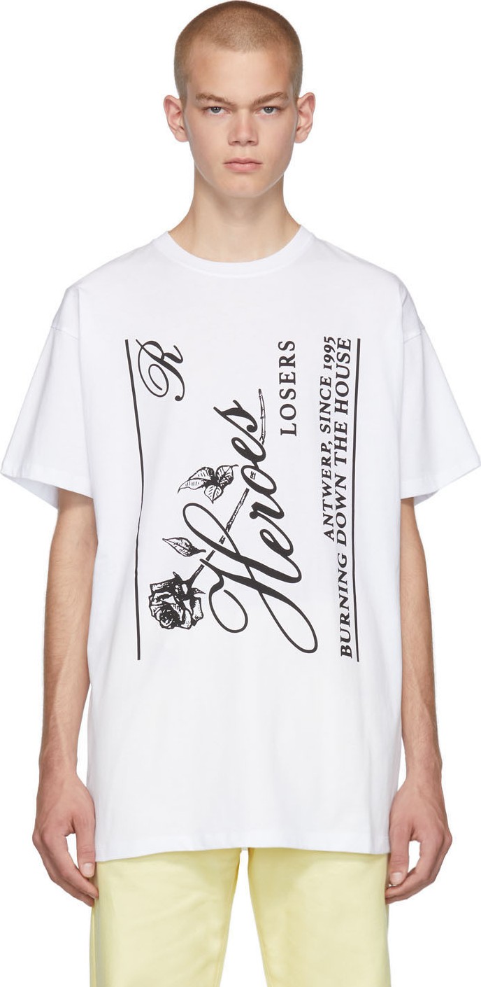 Raf Simons White 'Heroes' Big Fit T-Shirt