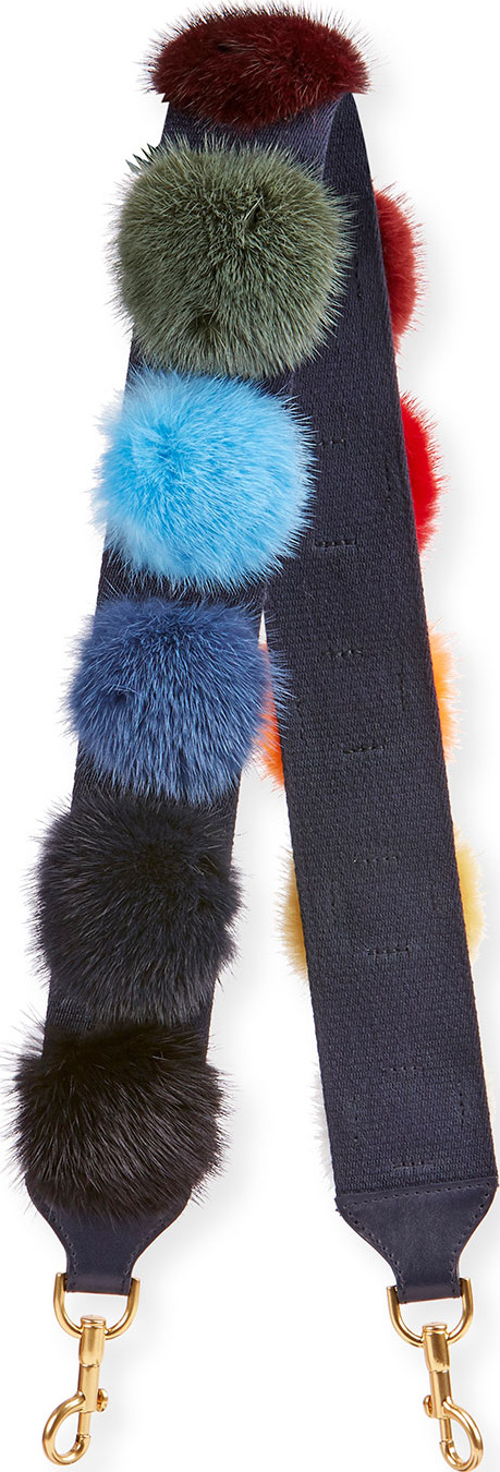 Anya Hindmarch Fur Pompom Shoulder Strap for Handbag, Multi
