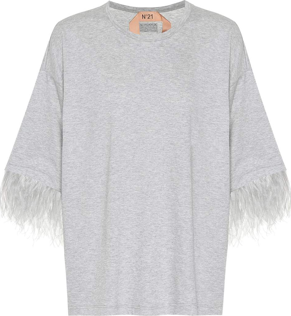 N°21 Cotton T-shirt with feathers