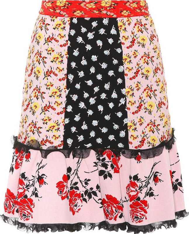 Alexander McQueen Floral jacquard-knit miniskirt