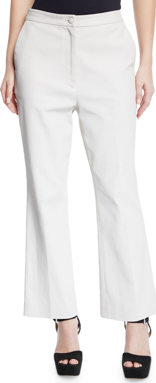 Partow Hadley High-Waist Waxed Denim Flare Pants