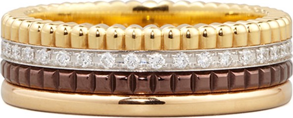 Boucheron Classic Quatre 18k Four-Color Gold Small Diamond Band Ring, Size 4.5