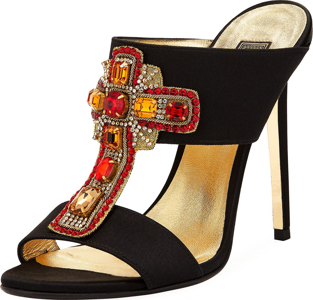 Versace Embellished Cross Mule Pump