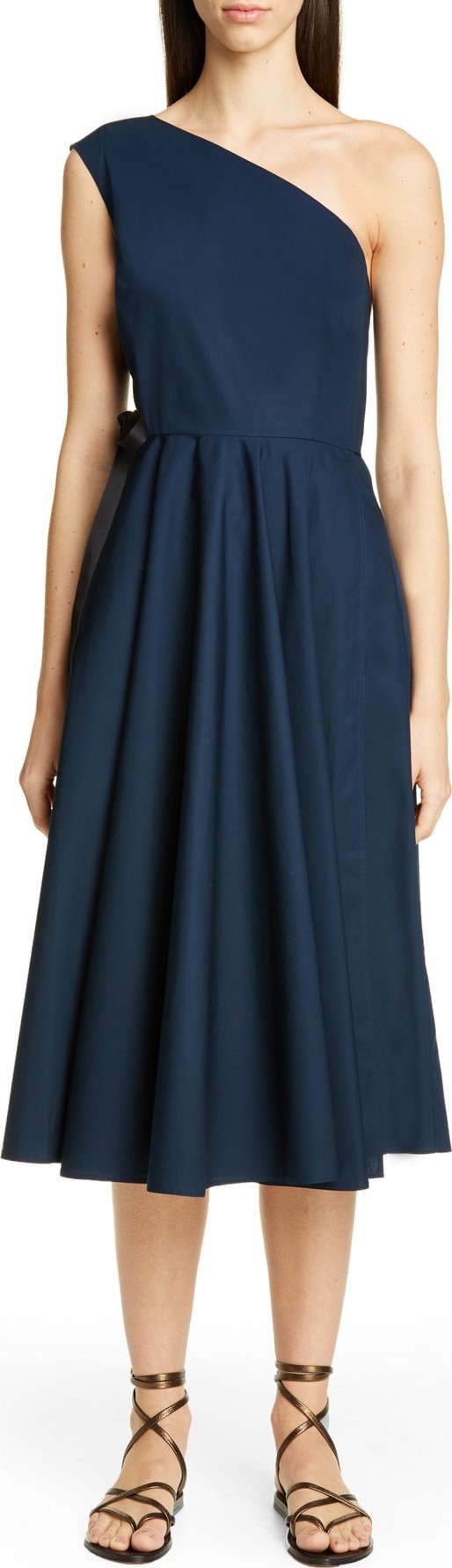 Rosetta Getty One-Shoulder Cotton Wrap Dress