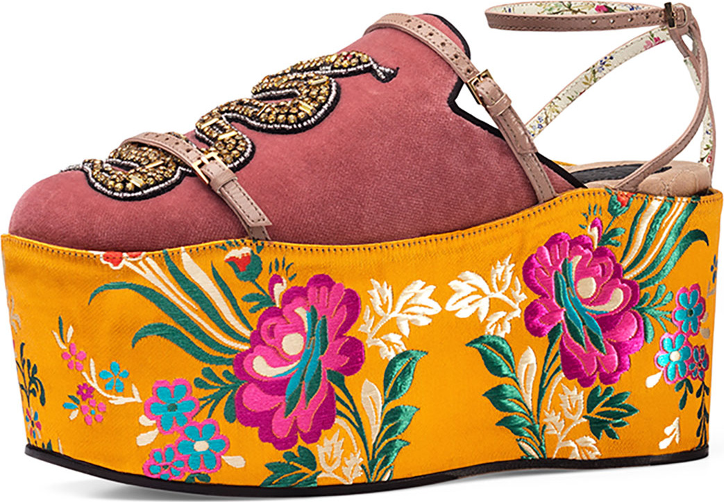 Gucci Hannelore Crystal Snake Flatform, Multi