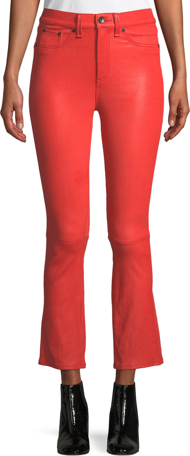 Rag & Bone Hana Cropped Leather Boot-Cut Pants