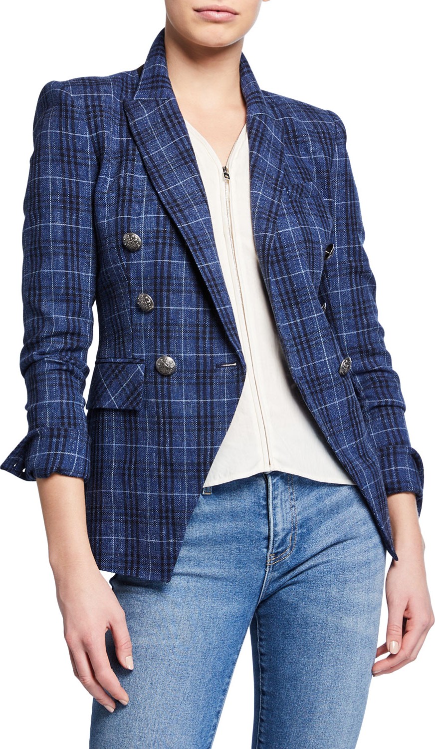 Veronica Beard Miller Plaid Wool-Blend Dickey Jacket