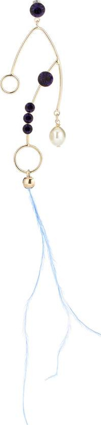 Dries Van Noten Ostrich feather and brass single earring
