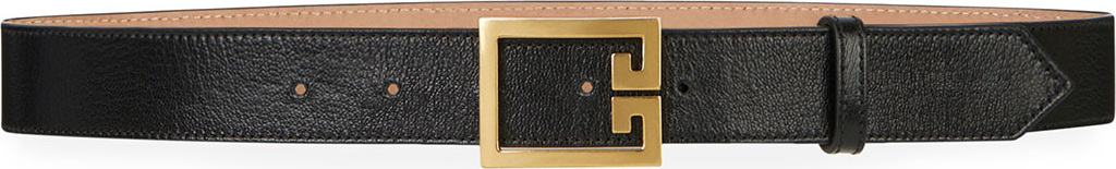 Givenchy Calfskin Leather Belt w/ Double-G Logo Buckle
