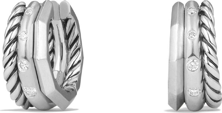 David Yurman Stax Huggie Earrings with Diamonds