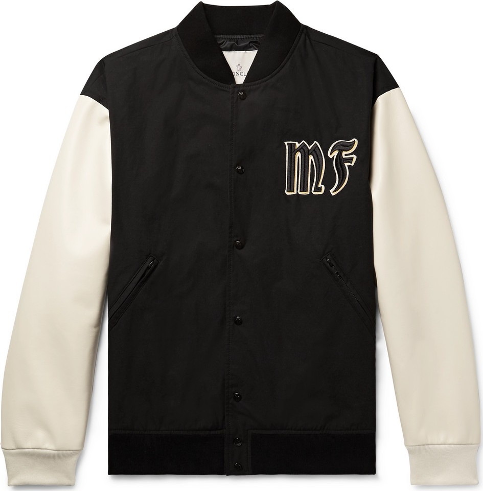 Moncler Genius 7 Moncler Fragment Appliquéd Cotton and Leather Bomber Jacket