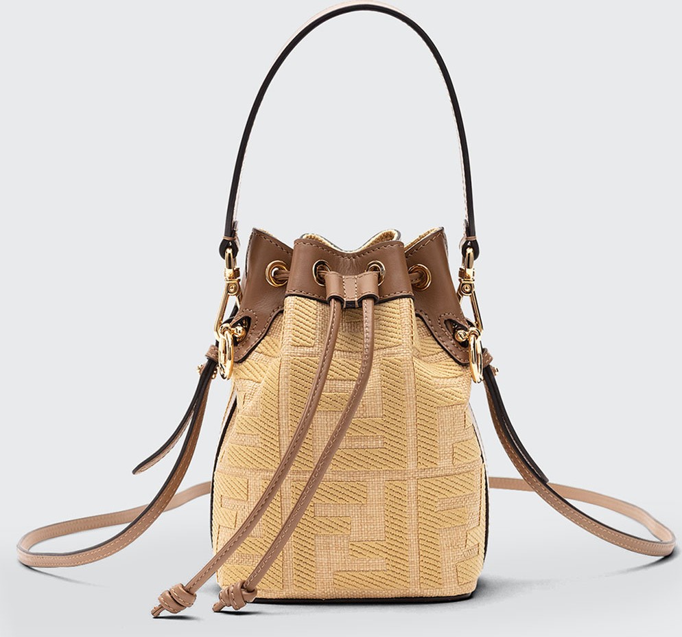 Fendi Mon Tresor Mini FF Embroidery Bucket Bag