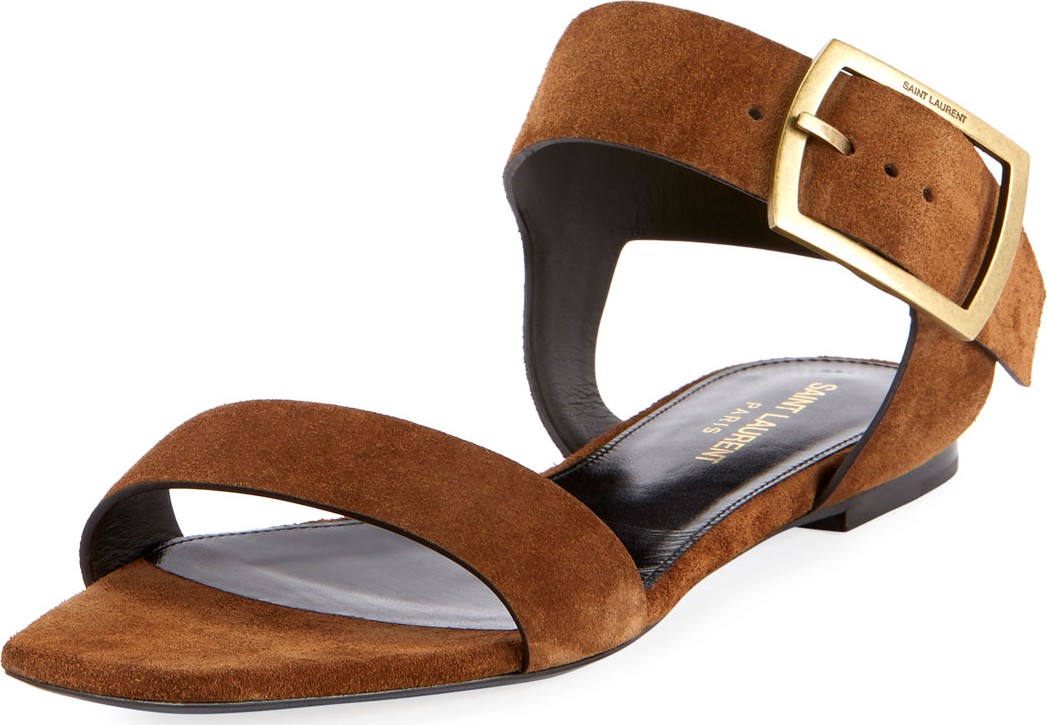 Saint Laurent Jodie Suede Buckle Sandals