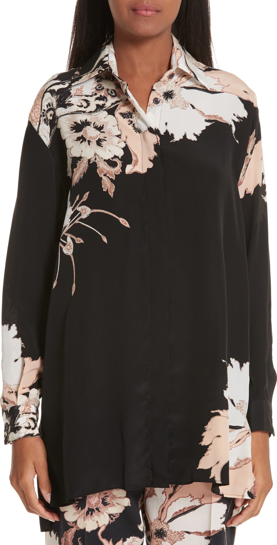 Etro Floral Print Silk Tunic Top