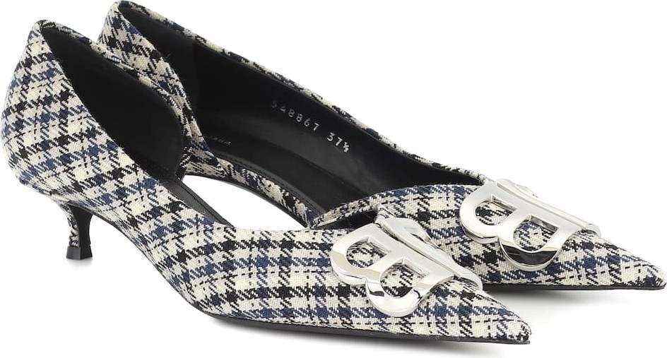 Balenciaga BB checked d'Orsay pumps