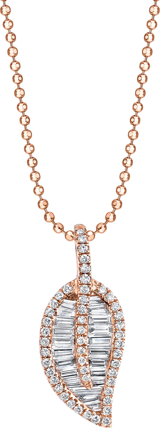 Anita Ko 18k Rose Gold Diamond Leaf Pendant Necklace