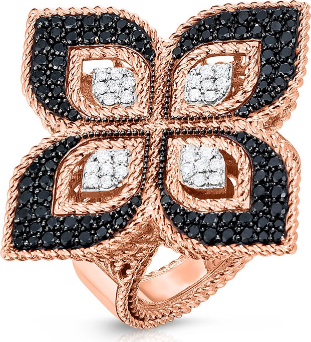 Roberto Coin Venetian Princess 18k Rose Gold Mixed Diamond Ring, Size 6.5
