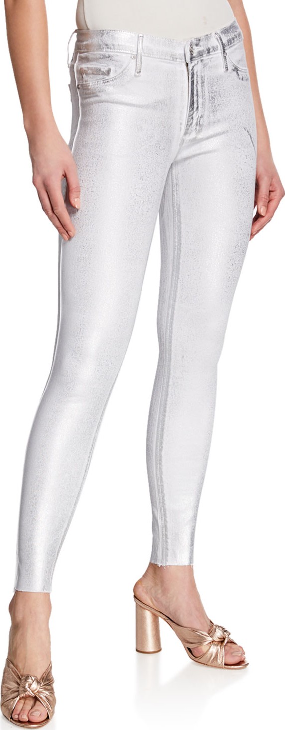 Black Orchid Noah Ankle Fray Skinny Jeans w/ Foil Coating