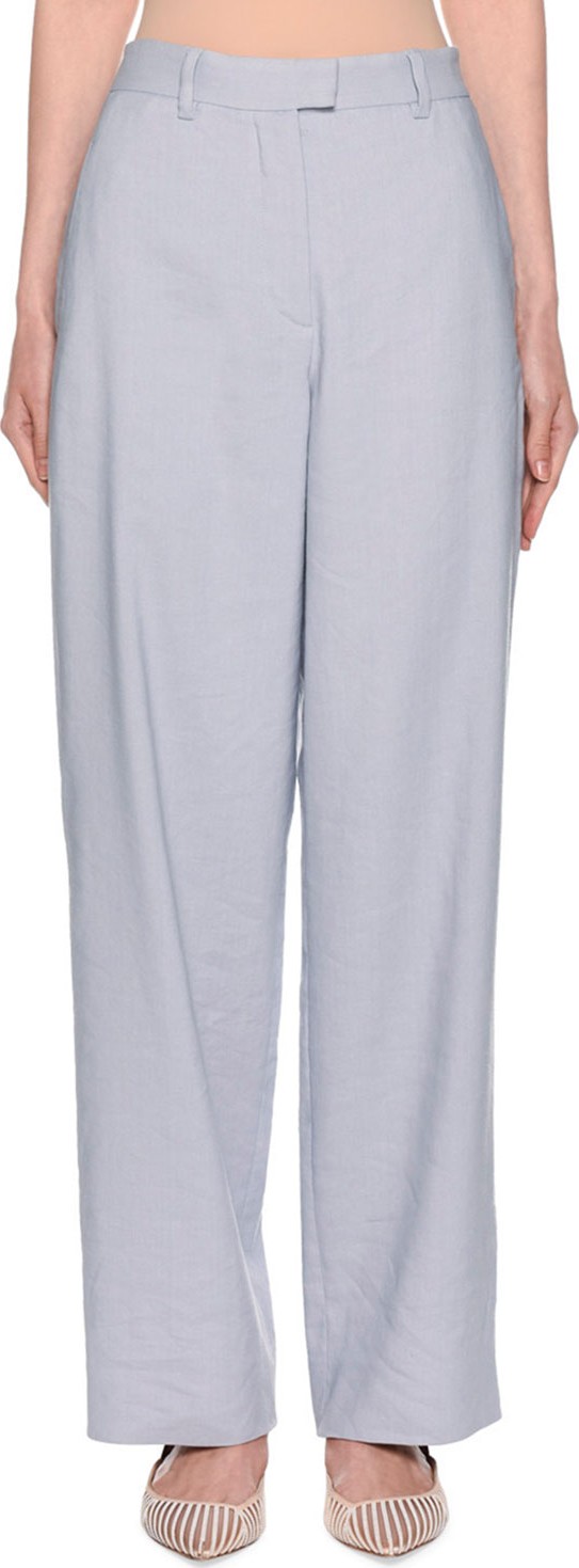 Giorgio Armani Flax Twill Wide-Leg Trousers