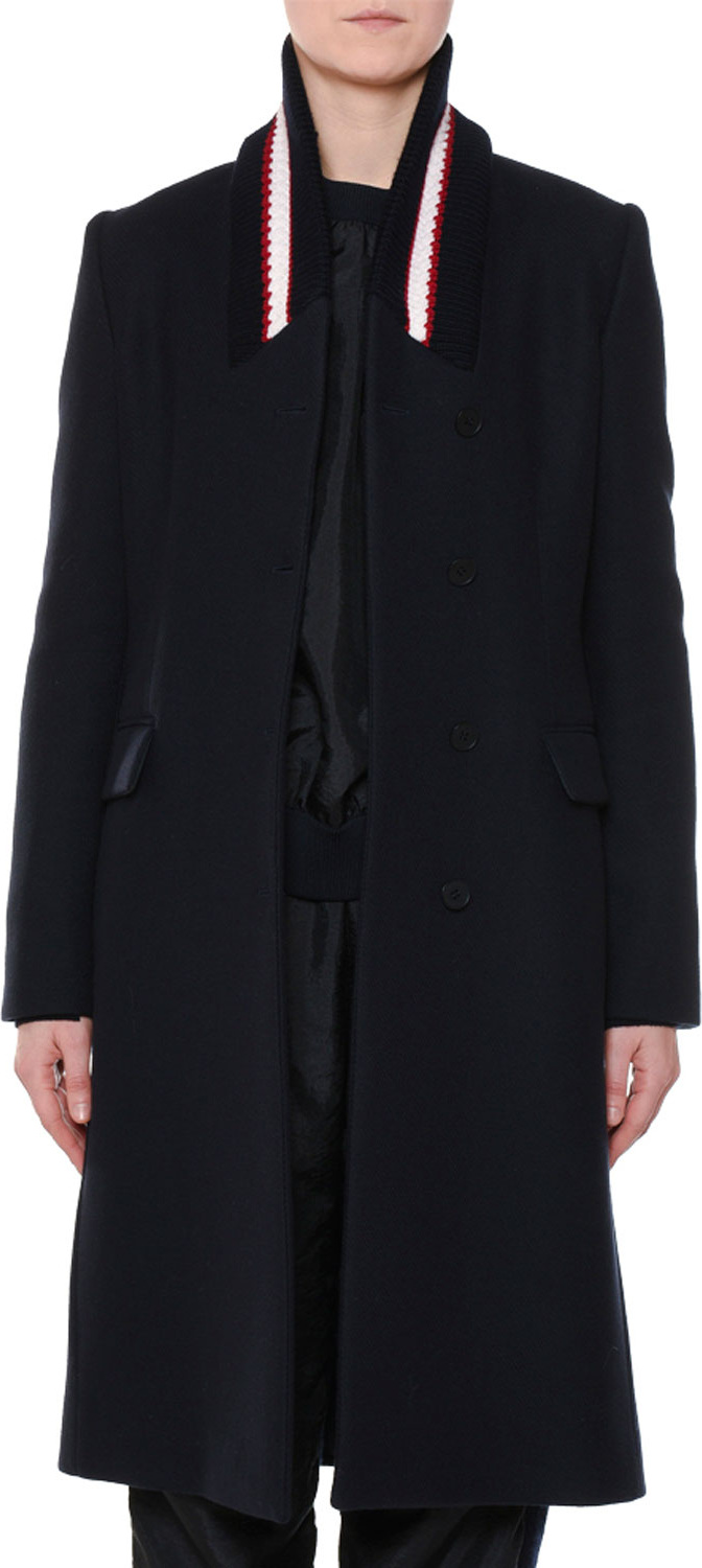 Stella McCartney Single-Breasted Ribbed-Collar Wool Coat