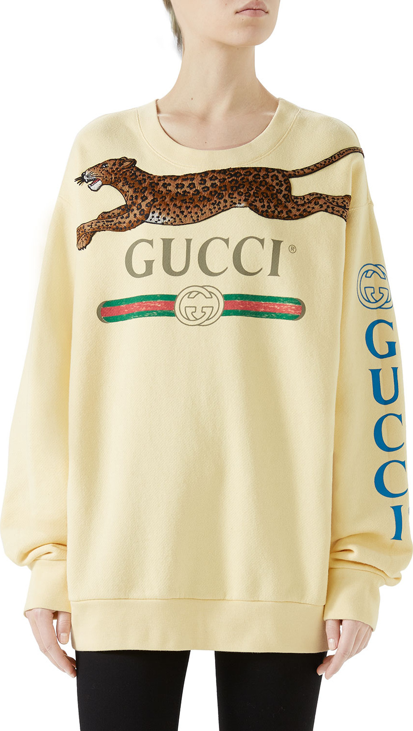 Gucci Logo & Panther Long-Sleeve Sweatshirt