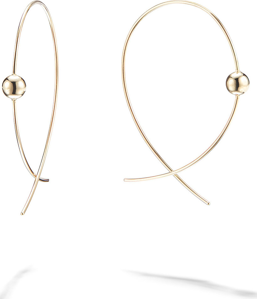 Lana 14k Gold Small Bead Upside-Down Hoop Earrings