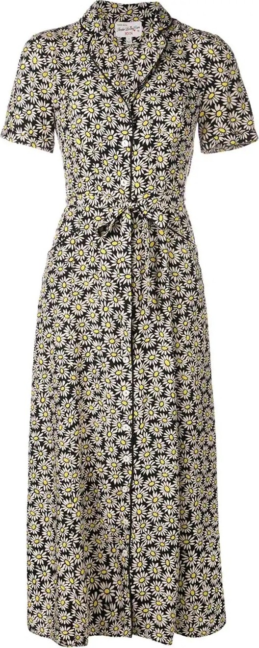 HVN daisy print shirt dress