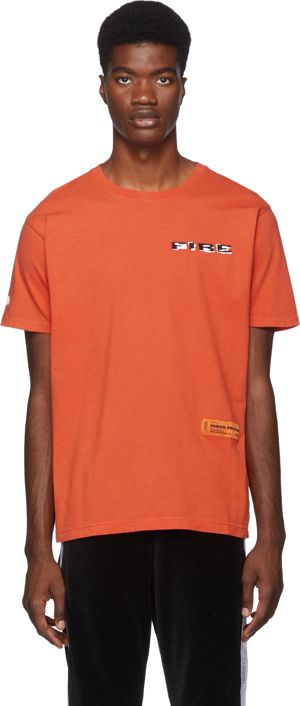Heron Preston Orange 'Fire' T-Shirt