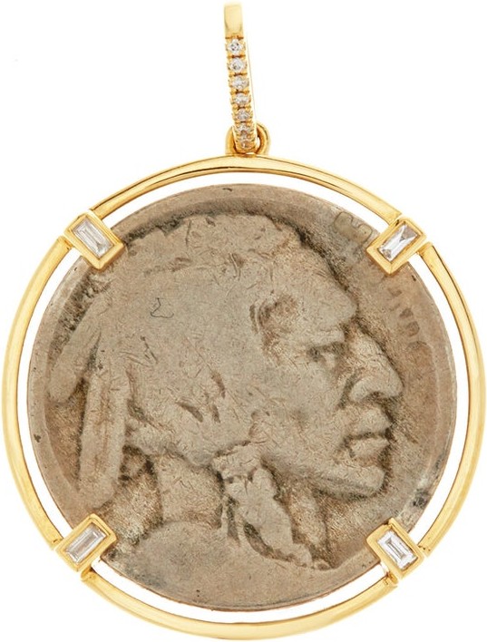 Rosa De La Cruz Buffalo Head coin diamond & 18kt gold charm