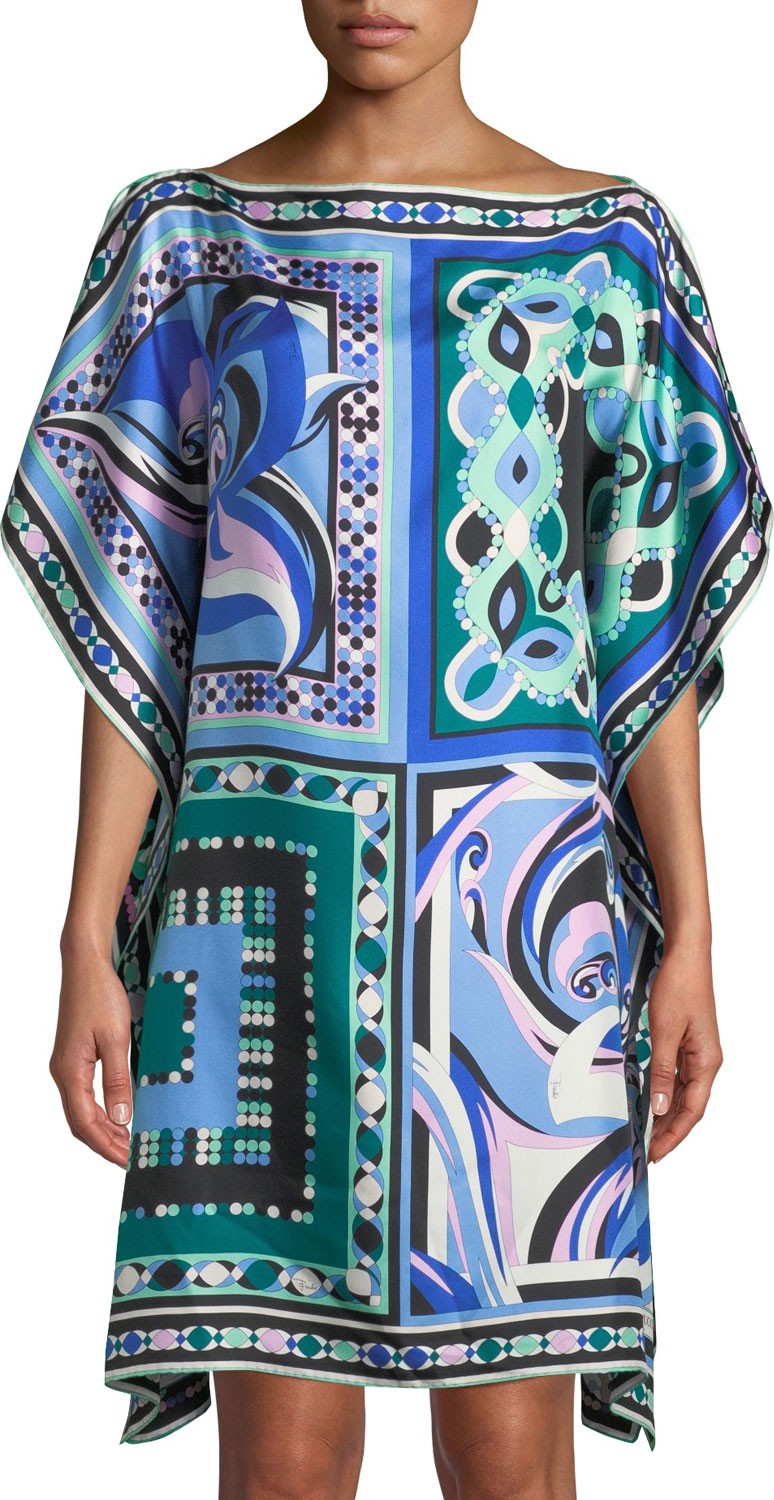 Emilio Pucci Postcards And Pop Printed Silk Twill Kaftan Coverup
