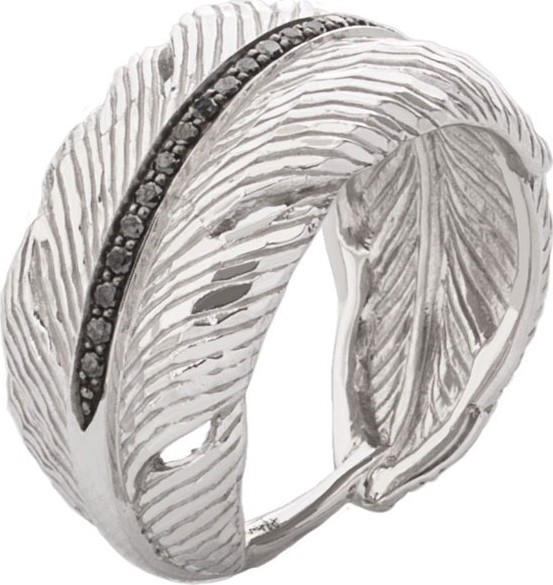 Michael Aram Silver Feather Diamond Cuff Ring