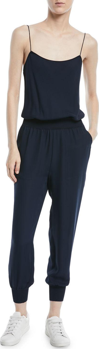 Theory Silk Combo Sleeveless Jumpsuit