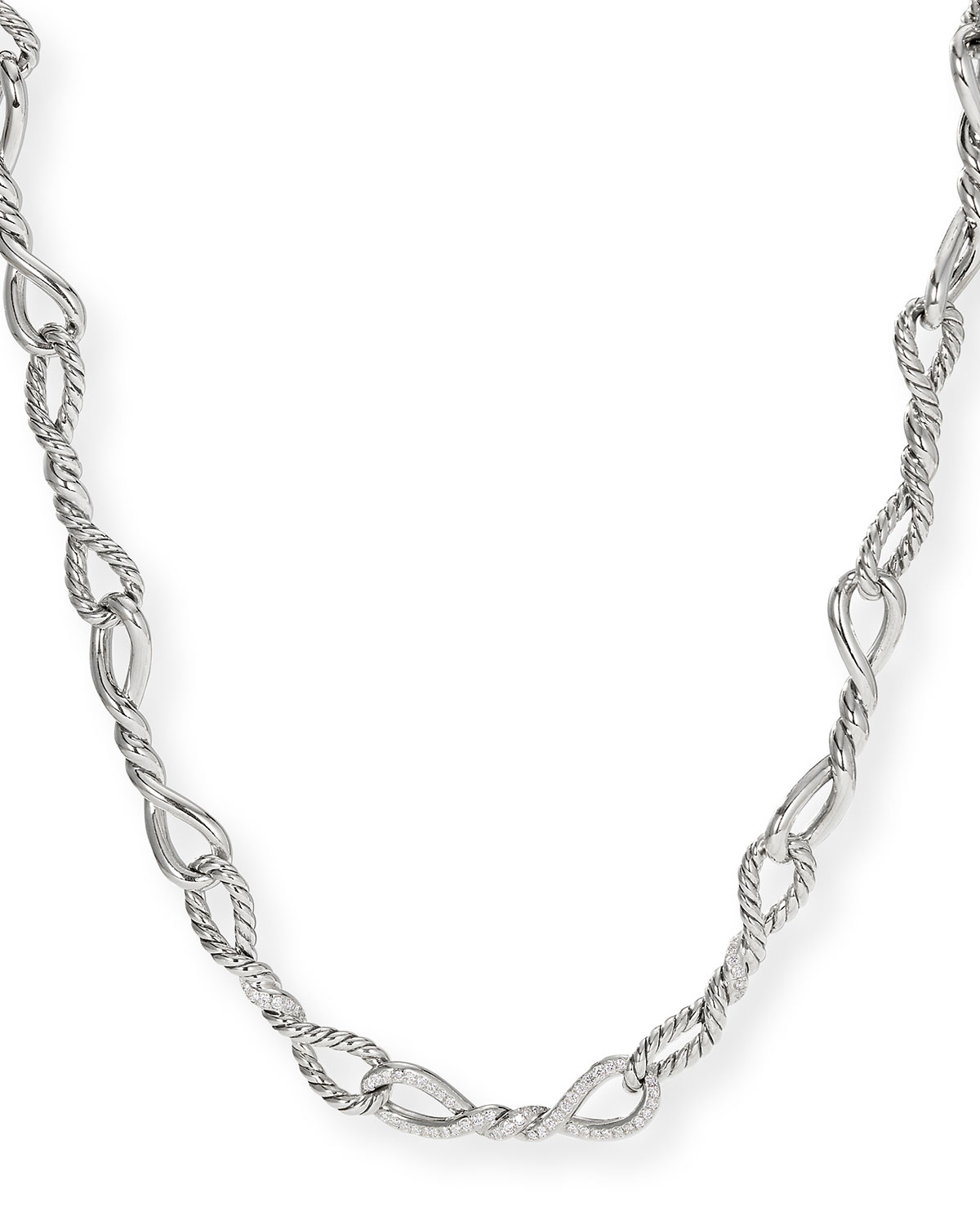David Yurman Continuance Silver Diamond & Link Necklace, 20"