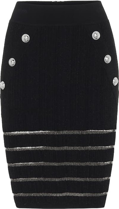 Balmain High-rise knit pencil skirt