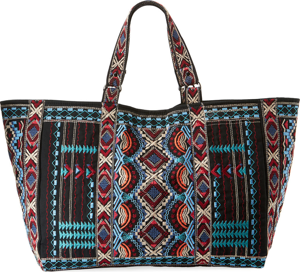 Johnny Was Sonoma Cotton Canvas Embroidered Tote Bag
