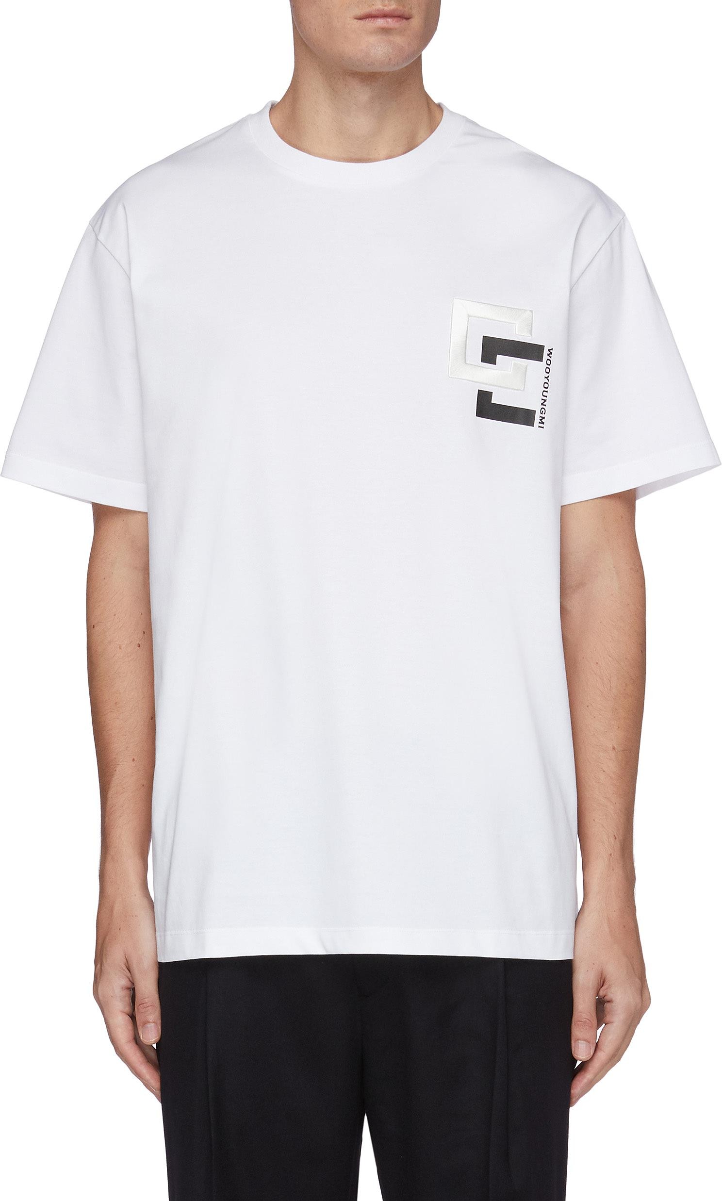 Wooyoungmi Embroidered logo patch cotton T-shirt
