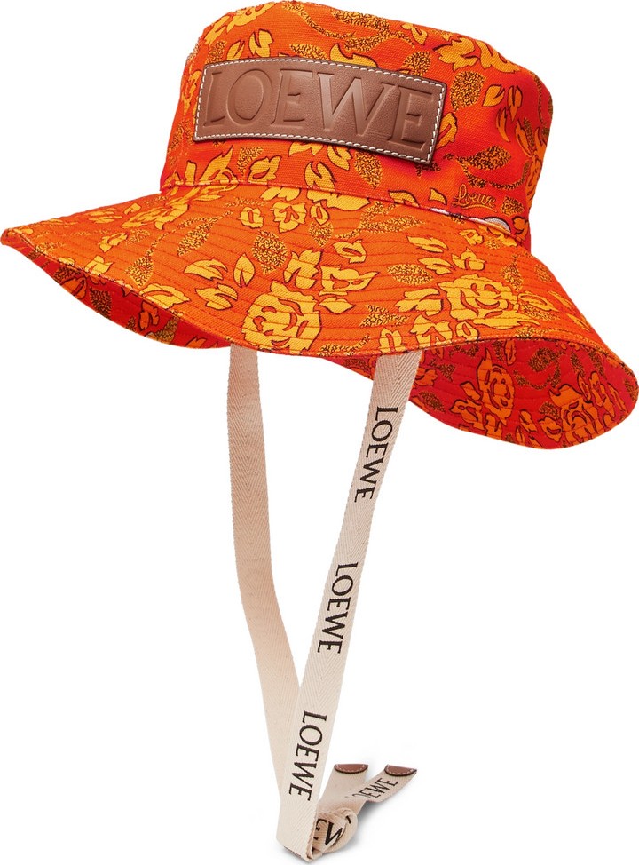 LOEWE + Paula's Ibiza Leather-Appliquéd Printed Cotton-Canvas Bucket Hat