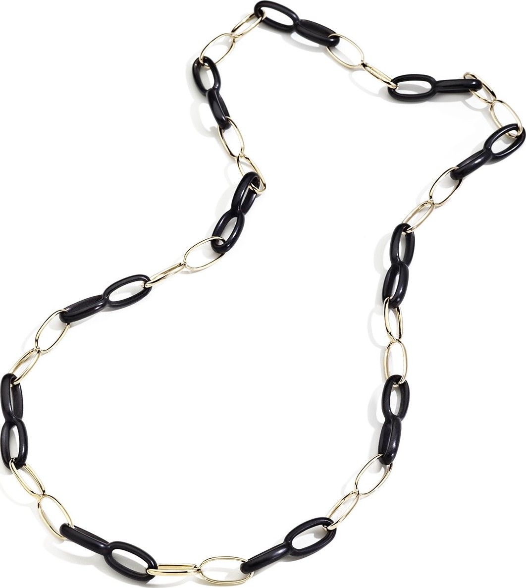 Vhernier Long 18k Rose Gold & Ebony Link Necklace