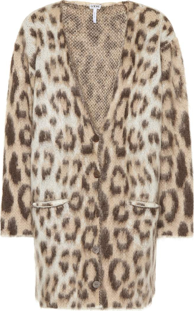 LOEWE Leopard mohair-blend cardigan