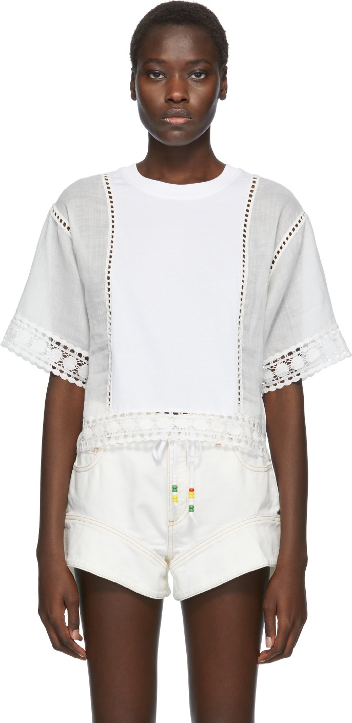 See By Chloé White Lace Panelled Blouse